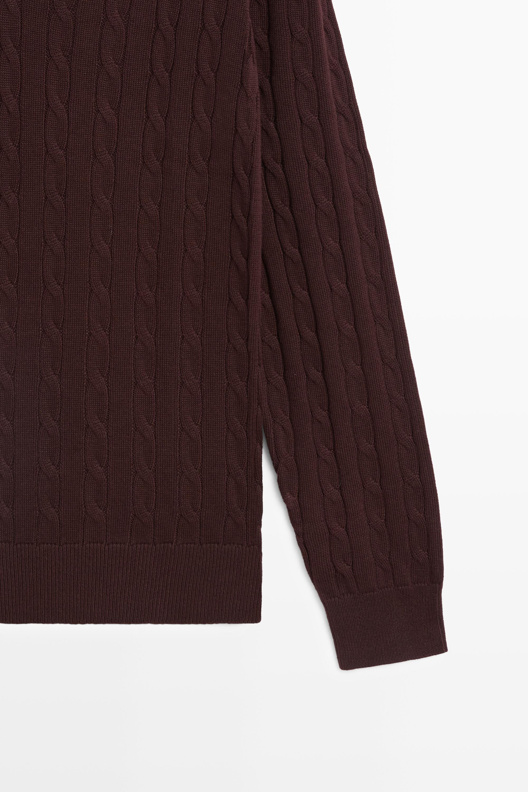 100% Cotton Cable-Knit Polo Sweater